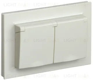 Розетка двойная с заземлением со шторками и крышкой в сборе с рамкой IP44 IEK Brite, 16A/250В, бежевый BR-R26-16-44-K10-F BR-R26-16-44-K10-F