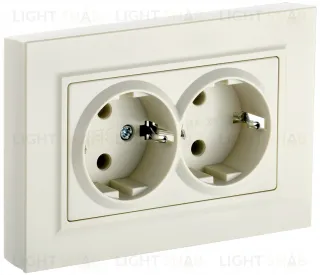 Розетка двойная с заземлением в сборе с рамкой IEK Brite, 16A/250В, бежевый BR-R21-16-K10-F BR-R21-16-K10-F