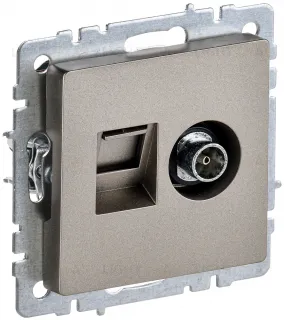 Розетка TV и интернет розетка RJ 45, 5 кат. IEK Brite, шампань BR-AK20-1-K37 BR-AK20-1-K37