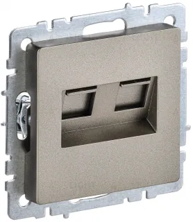 Розетка компьютерная 5е кат. и телефонная, IEK Brite, 10A/250В, шампань BR-KT20-O-1-K37 BR-KT20-O-1-K37