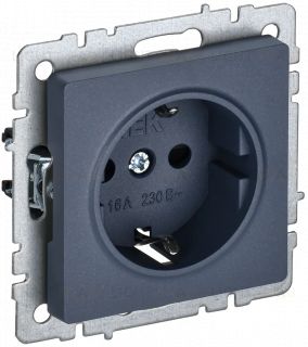 Розетка с заземлением со шторками IEK Brite, 16A/250В, маренго BR-R14-16-K35 BR-R14-16-K35