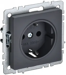 Розетка с заземлением IEK Brite, 16A/250В, графит BR-R11-16-K53 BR-R11-16-K53