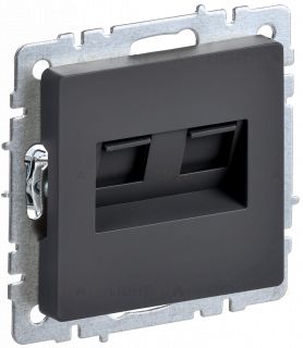 Розетка интернет двойная RJ45 кат.6 IEK Brite графит BR-K20-2-K53 BR-K20-2-K53
