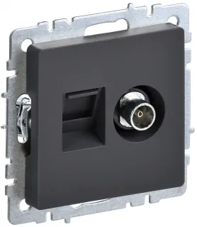 Розетка TV и интернет розетка RJ 45, 5 кат. IEK Brite, графит BR-AK20-1-K53 BR-AK20-1-K53