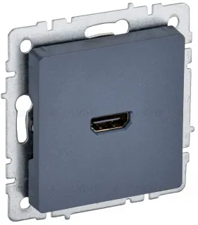 HDMI розетка одинарная тип А IEK Brite, маренго BR-H10-K35 BR-H10-K35