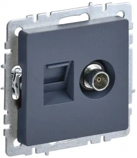 Розетка TV и интернет розетка RJ 45, 5 кат. IEK Brite, маренго BR-AK20-1-K35 BR-AK20-1-K35