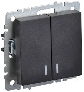 Выключатель двухклавишный с подсветкой IEK Brite, 10A/250В, черный BR-V20-1-10-K02 BR-V20-1-10-K02