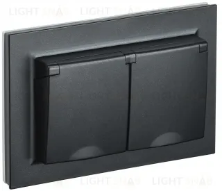 Розетка двойная с заземлением со шторками и крышкой в сборе с рамкой IP44 IEK Brite, 16A/250В, черный BR-R26-16-44-K02-F BR-R26-16-44-K02-F