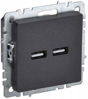 Розетка USB двойная A+A 5В 3,1А IEK Brite черный BR-U21-D31-K02 BR-U21-D31-K02