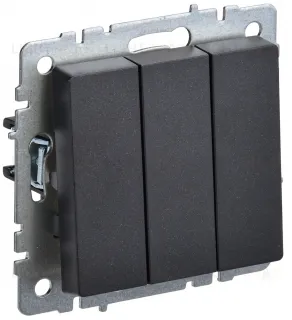 Выключатель трехклавишный IEK Brite, 10A/250В, черный BR-V30-0-10-K02 BR-V30-0-10-K02