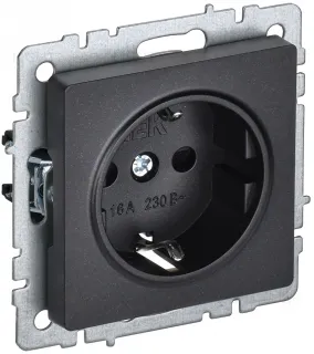 Розетка с заземлением IEK Brite, 16A/250В, черный BR-R11-16-K02 BR-R11-16-K02