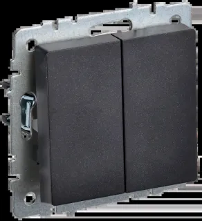 Выключатель двухклавишный проходной IEK Brite, 10A/250В, черный BR-V22-0-10-K02 BR-V22-0-10-K02