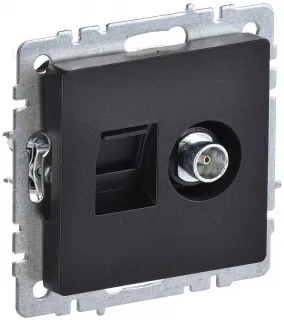Розетка TV и интернет розетка RJ 45, 5 кат. IEK Brite, черный BR-AK20-1-K02 BR-AK20-1-K02