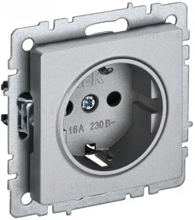 Розетка с заземлением IEK Brite, 16A/250В, алюминий BR-R11-16-K47 BR-R11-16-K47