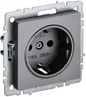 Розетка с заземлением IEK Brite, 16A/250В, сталь BR-R11-16-K46 BR-R11-16-K46