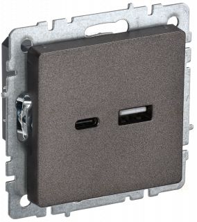Розетка USB двойная A+C 18Вт IEK Brite темная бронза BR-U22-018-K45 BR-U22-018-K45