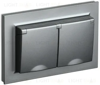 Розетка двойная с заземлением со шторками и крышкой в сборе с рамкой IP44 IEK Brite, 16A/250В, сталь BR-R26-16-44-K46-F BR-R26-16-44-K46-F