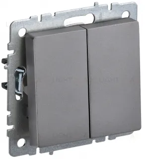 Выключатель двухклавишный IEK Brite, 10A/250В, сталь BR-V20-0-10-K46 BR-V20-0-10-K46