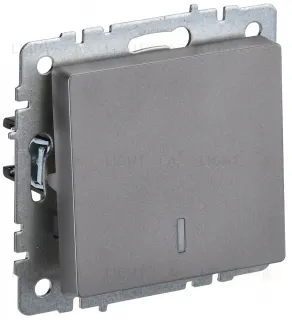 Выключатель одноклавишный с подсветкой IEK Brite, 10A/250В, сталь BR-V10-1-10-K46 BR-V10-1-10-K46