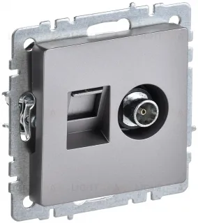 Розетка TV и интернет розетка RJ 45, 5 кат. IEK Brite, сталь BR-AK20-1-K46 BR-AK20-1-K46
