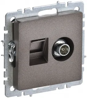 Розетка TV и интернет розетка RJ 45, 5 кат. IEK Brite, темная бронза BR-AK20-1-K45 BR-AK20-1-K45