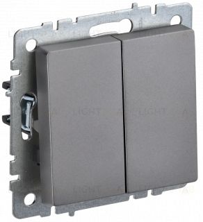 Выключатель двухклавишный проходной IEK Brite, 10A/250В, сталь BR-V22-0-10-K46 BR-V22-0-10-K46