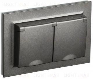 Розетка двойная с заземлением со шторками и крышкой в сборе с рамкой IP44 IEK Brite, 16A/250В, темная бронза BR-R26-16-44-K45-F BR-R26-16-44-K45-F