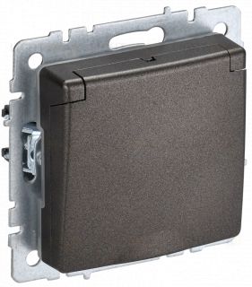 Розетка с заземлением со шторками и крышкой IP20 IEK Brite, 16A/250В, темная бронза BR-R16-16-K45 BR-R16-16-K45