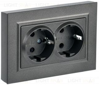 Розетка двойная с заземлением со шторками в сборе с рамкой IEK Brite, 16A/250В, темная бронза BR-R24-16-K45-F BR-R24-16-K45-F