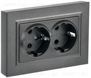 Розетка двойная с заземлением в сборе с рамкой IEK Brite, 16A/250В, темная бронза BR-R21-16-K45-F BR-R21-16-K45-F