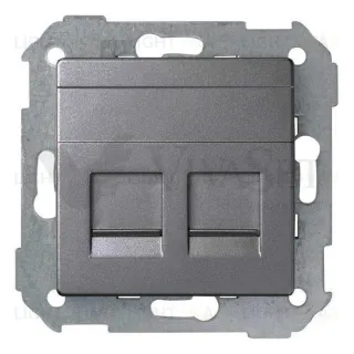 Розетка компьютерная двойная RJ45 5cat. Simon 82 Concept, титан матовый 8200006-096 8200006-096
