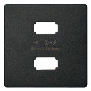 Розетка USB двойная для зарядки 2,1А/5В Simon 82 Concept, черный матовый 7511096-039+8221096-098 7511096-039 + 8221096-098