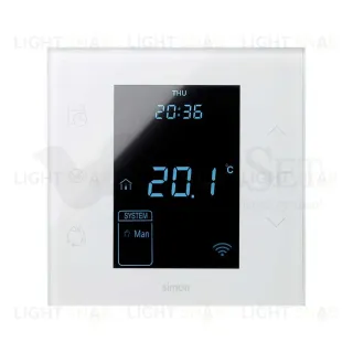 Регулятор теплого пола сенсорный c датчиком пола Simon 100 iO 16A/230В (установка без рамки), белый глянец 10004811-130 10004811-130