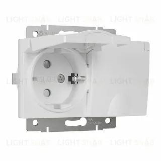 Розетка двойная с заземлением со шторками и крышкой 16A/250В, винтовой зажим Werkel, белый a057276 a057276