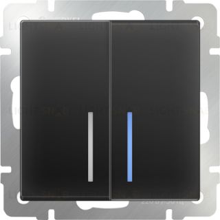 Выключатель двухклавишный с подсветкой Werkel 10A/250В черный матовый a051619 a051619