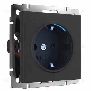 Розетка с заземлением 16A/250В с подсветкой Werkel, черный матовый a054523 a054523