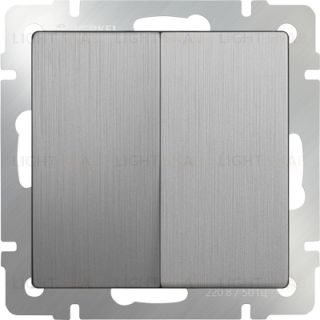Выключатель двухклавишный Werkel 10A/250В, серебряный рифленый a051355 a051355