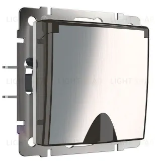 Розетка влагозащищенная с заземлением с защитной крышкой и шторками Werkel 10A/250В, винтовой зажим, глянцевый никель a051089 a051089