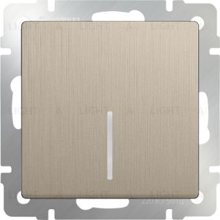 Выключатель одноклавишный проходной с подсветкой Werkel 10A/250В (из 2-х мест), шампань рифленый a051412 a051412