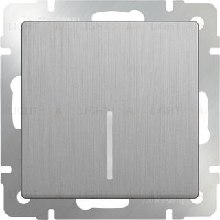 Выключатель одноклавишный с подсветкой Werkel 10A/250В, серебряный рифленый a051364 a051364