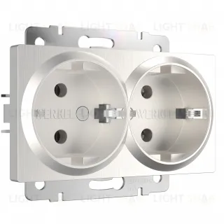 Розетка двойная с заземлением Werkel 16A/250В, винтовой зажим, перламутровый рифленый a051175 a051175