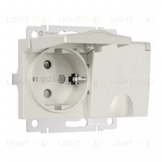 Розетка двойная с заземлением со шторками и крышкой 16A/250В, винтовой зажим Werkel, перламутровый рифленый a057289 a057289