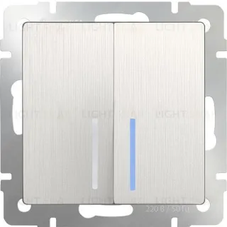 Выключатель двухклавишный с подсветкой Werkel 10A/250В, перламутровый рифленый a051186 a051186