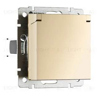 Розетка влагозащищенная с заземлением с защитной крышкой и шторками Werkel 16A/250В, винтовой зажим, шампань a069581 a069581