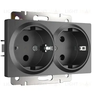 Розетка двойная с заземлением Werkel 16A/250В, винтовой зажим, графит рифленый a050745 a050745