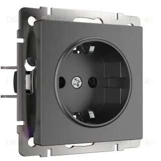 Розетка с заземлением и шторками Werkel 16A/250В, винтовой зажим, графит рифленый a050750 a050750