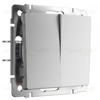 Выключатель двухклавишный проходной Werkel 10A/250В (из 2-х мест) серебряный матовый a063611 a063611