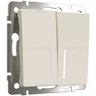 Выключатель двухклавишный с подсветкой Werkel 10A/250В айвори матовый a059282 a059282