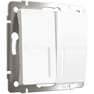 Выключатель двухклавишный с подсветкой Werkel 10A/250В белый матовый a059273 a059273