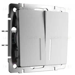 Выключатель двухклавишный с подсветкой Werkel 10A/250В серебряный матовый a063610 a063610